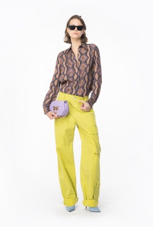 Pinko Coloured cotton cargo trousers Azules | MXXBR92497