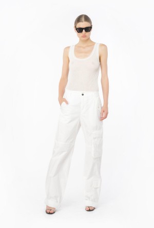 Pinko Coloured cotton cargo trousers Blancos | FMXUI33944