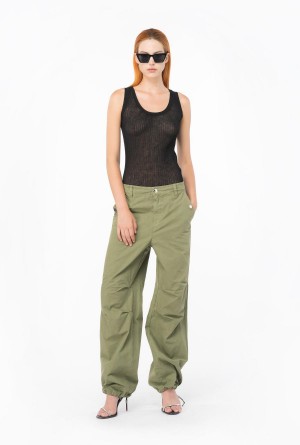 Pinko Coloured cotton utility trousers Verde Oliva Verdes | MXJZR65509