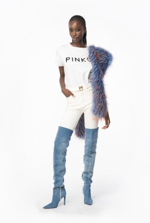 Pinko Coloured stretch bull denim skinny jeans Blancos | UMXTG59378