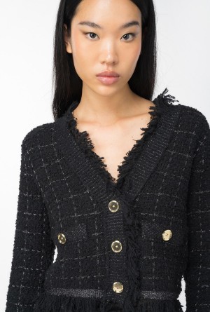 Pinko Corta basketweave jacket BLACK/GUNMETAL | MXNEJ57075