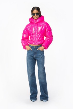 Pinko Corta crystal nylon down jacket BEETROOT | SMXVO24503