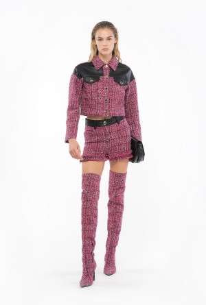 Pinko Corta tweed jacket MULTICOLOUR - FUCHSIA/BLACK | UMXND50468