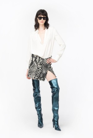 Pinko Crepe de Chine blouse with lace Blancos | UMXND99818