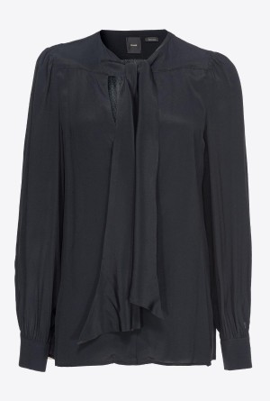 Pinko Crepe de Chine blouse with sash Negros | MXICD57169