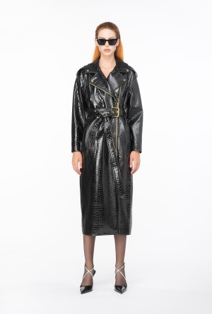 Pinko Crocodile-print trench coat Negros | MXZPD24377