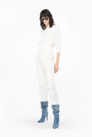 Pinko Cropped Love Birds sweatshirt Blancos | DMXVO84890