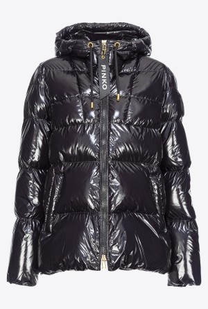 Pinko Crystal nylon pea jacket Negros | MXJZR54080