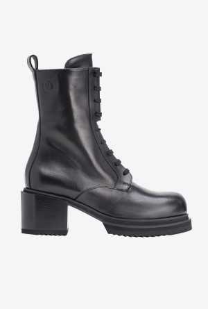 Pinko Cuero combat boots with Love Birds logo Negros | MXJBT73125