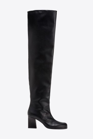 Pinko Cuero-effect thigh-high boots Negros | MXNEJ41340