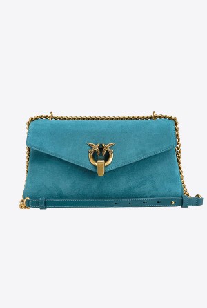 Pinko Cupido Bag Baguette in suede Dorados | MXCVG91035