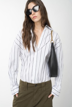 Pinko Double-stripe shirt WHITE/BLACK | ZMXNQ50648
