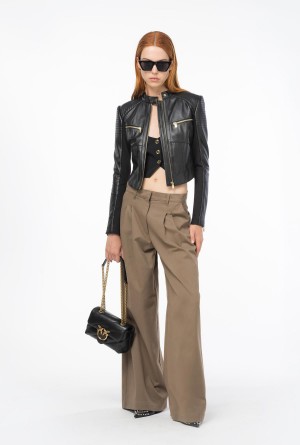 Pinko Dual-fabric biker jacket Negros | SMXVO45340