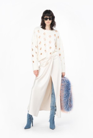 Pinko Elegante hammered satin skirt PASTEL PARCHMENT | MXICD15928