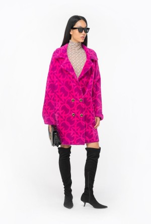 Pinko Faux fur Love Birds coat PURPLE/FUCHSIA | EMXHC69498