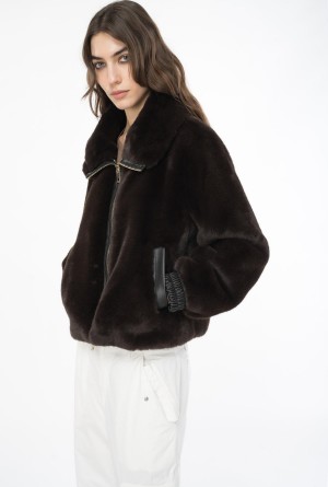 Pinko Faux fur bomber jacket Negros | EMXVG94336