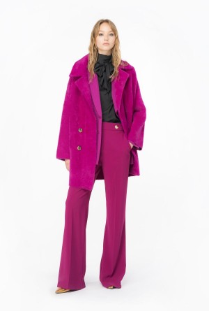 Pinko Faux fur cocoon coat Morados | PMXER76144
