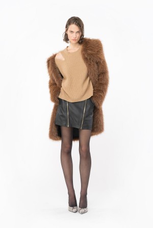Pinko Fisherman’s rib-knit cashmere-blend pullover Beige | UMXTG70094