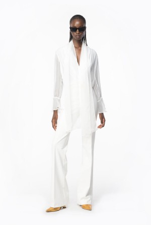 Pinko Flared crepe trousers Blancos | DMXKV76798