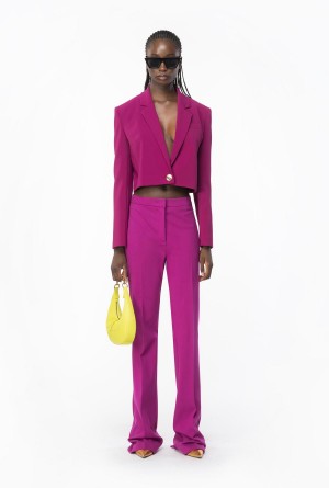 Pinko Flared full Milano trousers Morados | ZMXNQ28688