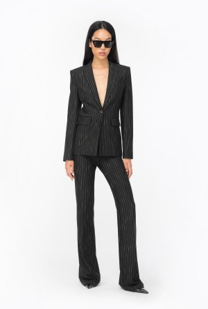 Pinko Flared pinstriped trousers BLACK/BEIGE | GMXEC89912