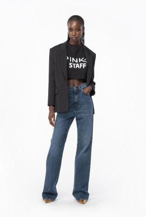 Pinko Flared vintage denim jeans Negros Oscuro Azules | TMXWZ66598