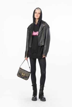 Pinko Flocked-logo leggings Negros | TMXWZ78446