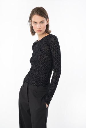 Pinko Flocked-logo sweater Negros | MXJZR52963