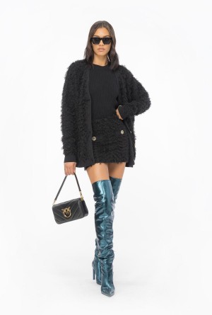 Pinko Fluffy fray-effect mini skirt Negros | AMXWC50405