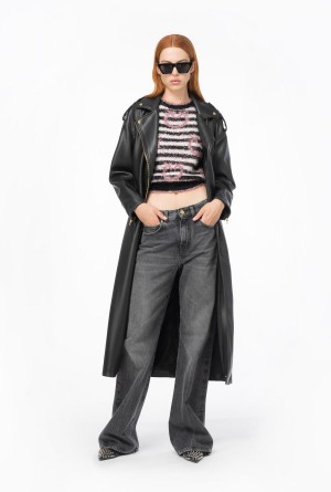 Pinko Fringed lurex sweater WHITE/BLACK/PINK | AMXDF47916
