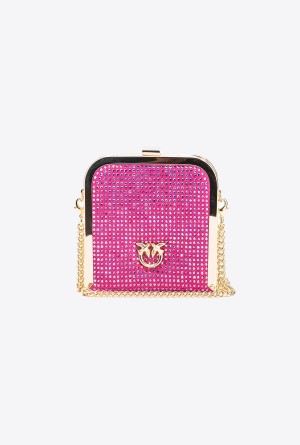 Pinko Fully rhinestoned Box Clutch Dorados | MMXFT66338