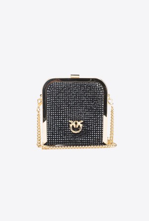 Pinko Fully rhinestoned Box Clutch Dorados | QMXWA45026