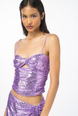 Pinko Fully sequinned top LISIANTHUS LILAC | UMXTG14744