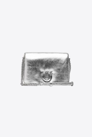 Pinko Galleria Baby Love Bag Click Puff in laminated nappa leather SILVER-BLOCK COLOUR | TMXWZ23078