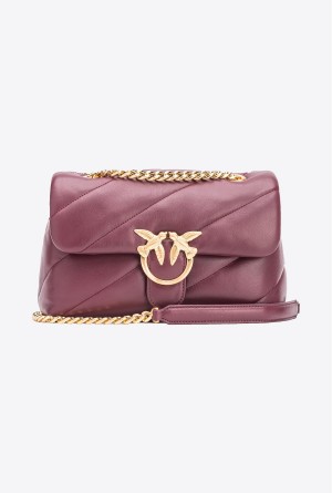 Pinko Galleria Classic Love Bag Puff Vino Dorados | QMXUV86659