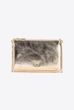 Pinko Galleria Classic Planos Bag in laminated leather GOLD-BLOCK COLOUR | MXJZR86367