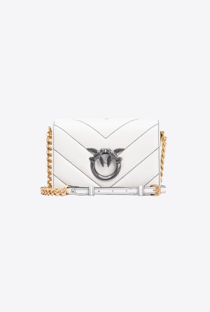 Pinko Galleria Mini Love Bag Click Big Chevron Opposite SILK WHITE+COLOUR CONTRASTING COLOUR | UMXND24538