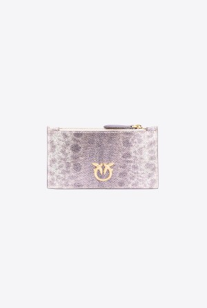 Pinko Galleria card holder in microdot laminated reptile skin Dorados | PMXQX99996