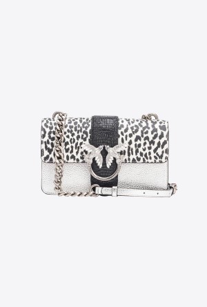 Pinko Galleria caviar leather Mini Love Bag One Plateados | BMXSO77943