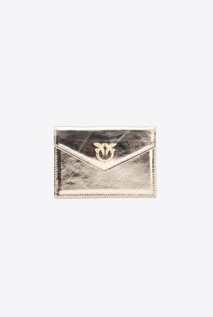 Pinko Galleria flat laminated leather card holder GOLD-BLOCK COLOUR | ZMXMJ62450