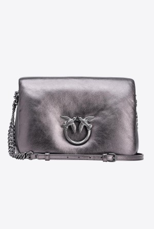 Pinko Galleria laminated Classic Love Bag Click Puff FREE GUNMETAL GREY-BLOCK COLOUR | MXEAH31439