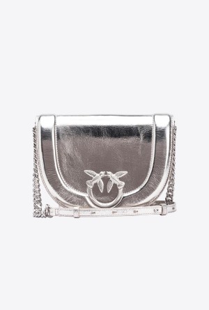 Pinko Galleria laminated Classic Love Bag Click Round SILVER-BLOCK COLOUR | MXEAH12935