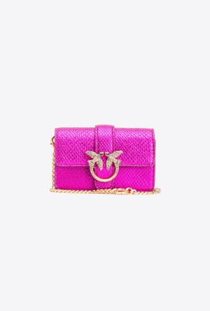 Pinko Galleria laminated reptile Micro Love Bag One Dorados | MXJZR47118