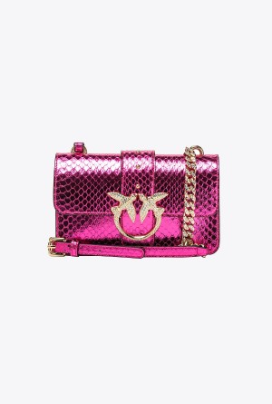 Pinko Galleria laminated reptile Mini Love Bag One Dorados | LMXTR88669