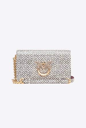 Pinko Galleria mini Love Bag Click in polka dot-printed reptile skin Dorados | AMXDF80561