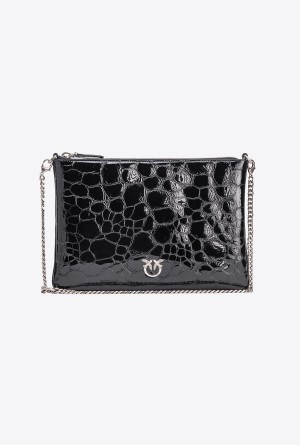 Pinko Galleria patent crocodile Planos Love Bag Plateados | MXEAH15894