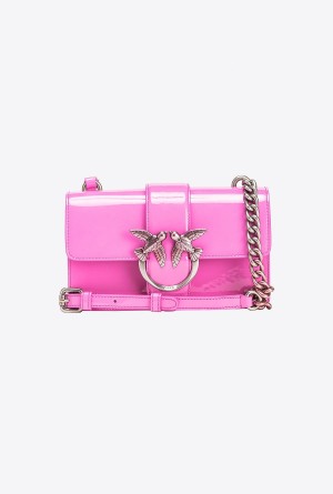 Pinko Galleria shiny shaded leather Mini Love Bag One Rosas Plateados | MXQCS27874