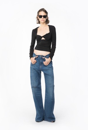 Pinko Georgette top with twist detail Negros | DMXKV88481