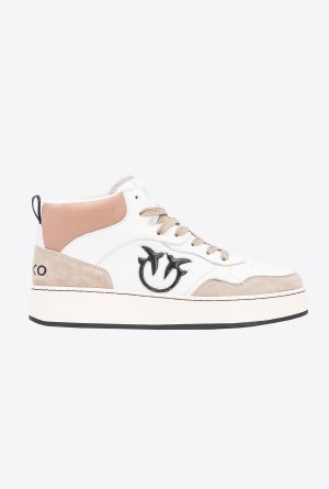 Pinko High-top basketball sneakers with logo OFF WHITE/BEIGE | MXJBT87838