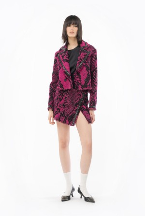 Pinko Jacquard mini skirt with snake motif FUCHSIA/BLACK | MXZDE72514